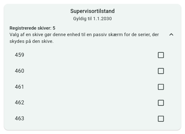 Kortet Supervisortilstand på brugersiden