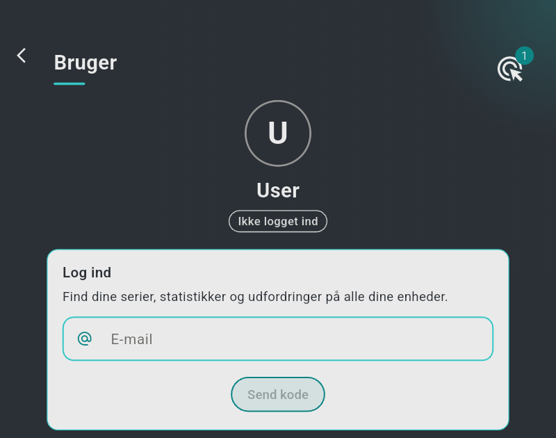 Brugerside med e-mailfeltet
