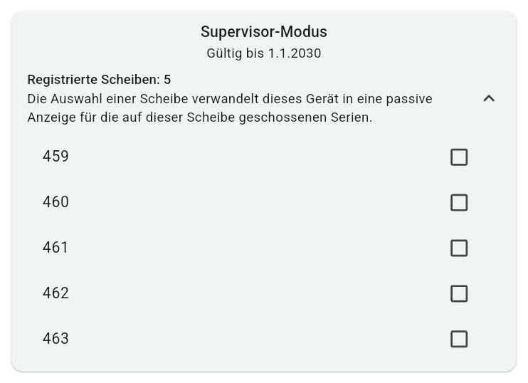 Die Karte Supervisor-Modus auf der Benutzerseite
