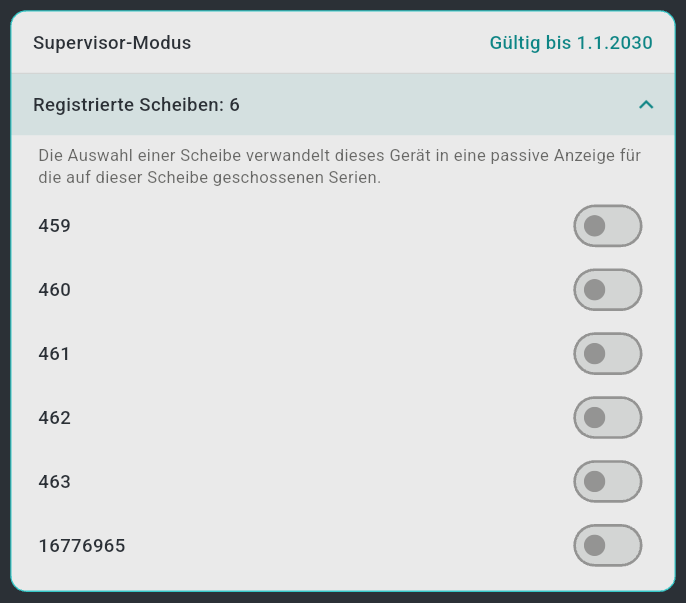 Die Karte Supervisor-Modus auf der Benutzerseite