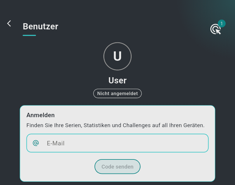 Benutzerseite mit dem E-Mail-Feld