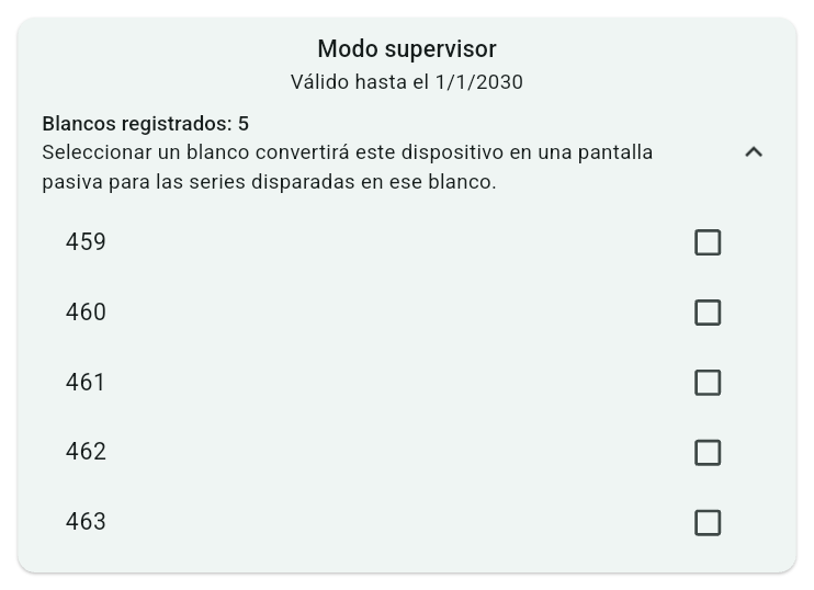 La tarjeta Modo supervisor de la página de Usuario