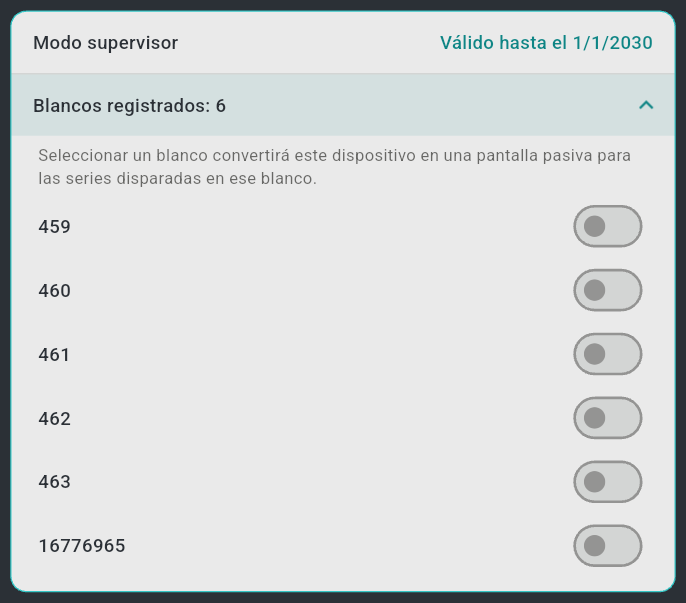 La tarjeta Modo supervisor de la página de Usuario