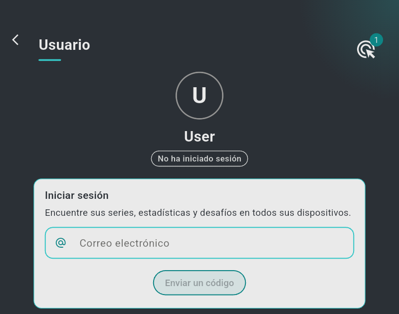 Página de usuario con el campo de correo electrónico