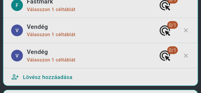 A lövők listája két hozzáadott vendéggel