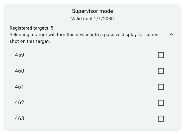 The Supervisor mode card on the User page