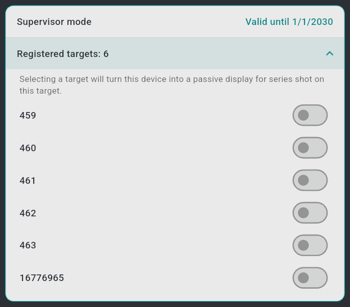 The Supervisor mode card on the User page