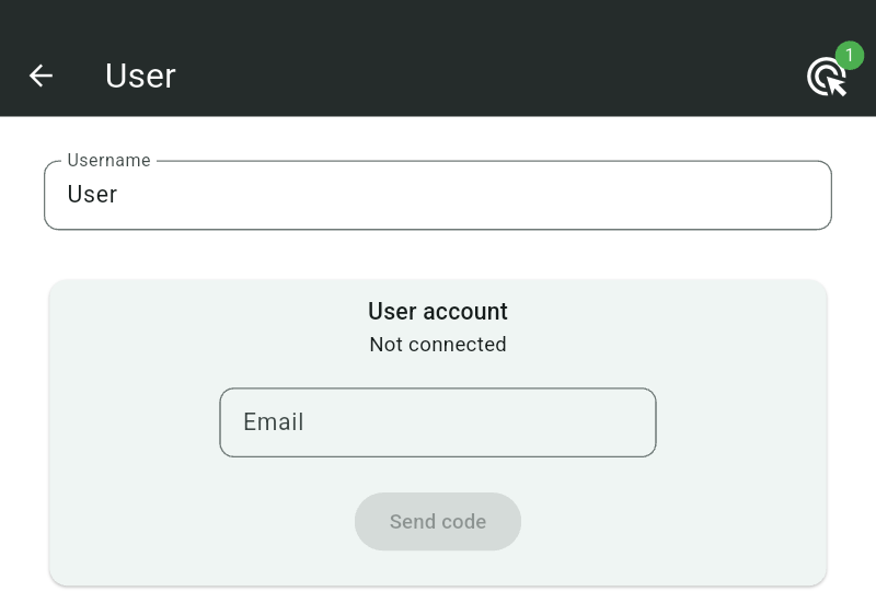 User page with the email field