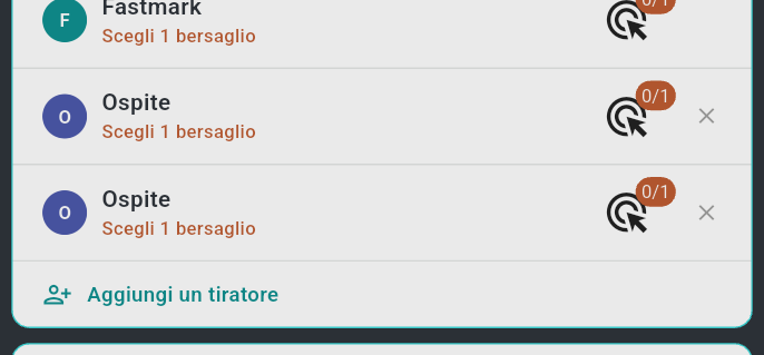 La lista dei tiratori con due ospiti aggiunti