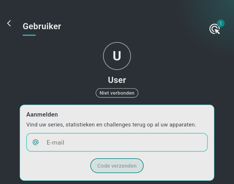 Gebruikerspagina met het e-mailveld